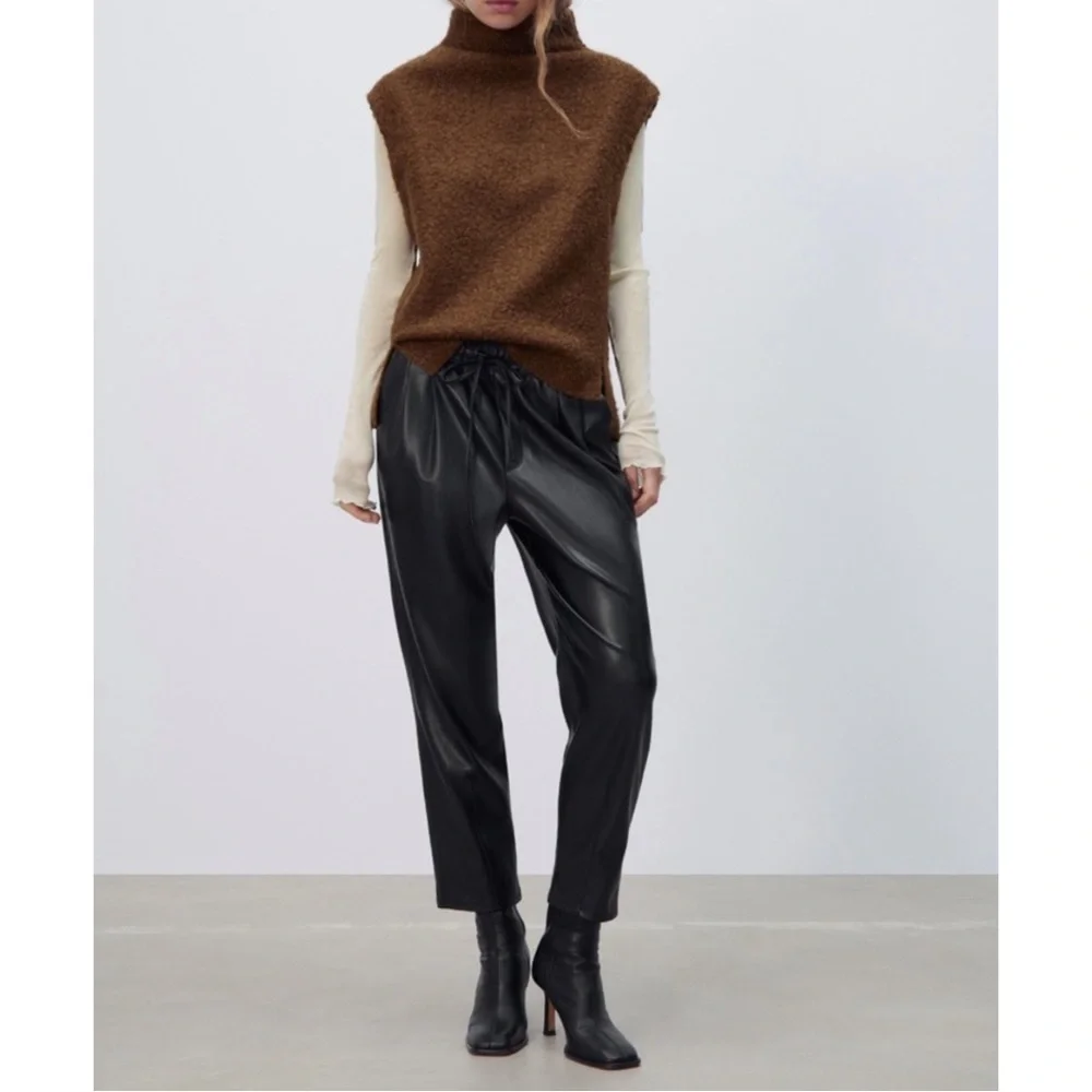 Zara Faux Leather The Weekend Pants in Black Size Medium - Picture 9 of 9